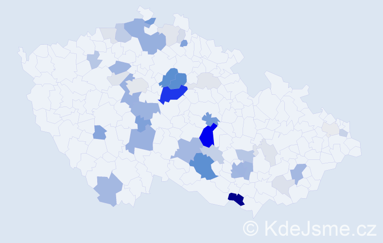 Příjmení: 'Škarvada', počet výskytů 127 v celé ČR