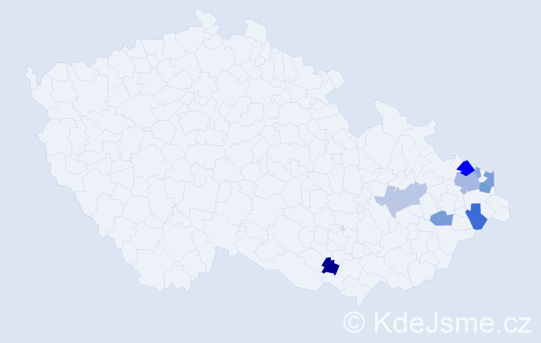 Příjmení: 'Kociolek', počet výskytů 26 v celé ČR