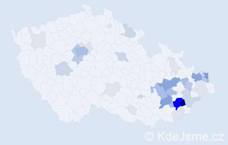 Příjmení: 'Vyvlečková', počet výskytů 138 v celé ČR