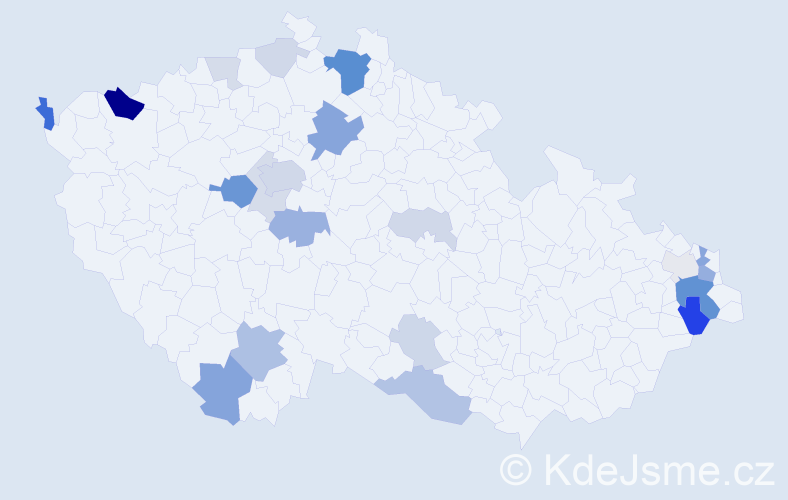 Příjmení: 'Bobok', počet výskytů 64 v celé ČR