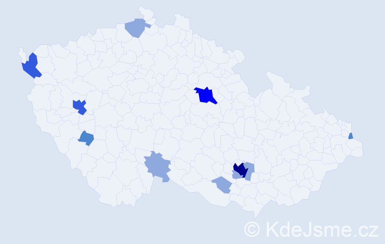 Příjmení: 'Mácalová', počet výskytů 23 v celé ČR