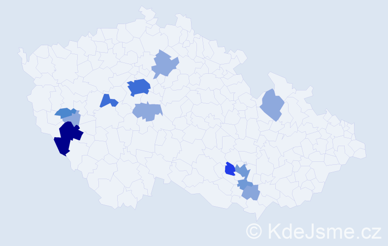 Příjmení: 'Baštař', počet výskytů 41 v celé ČR