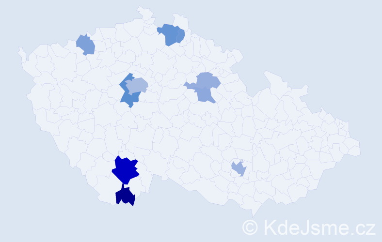 Příjmení: 'Herbergerová', počet výskytů 21 v celé ČR