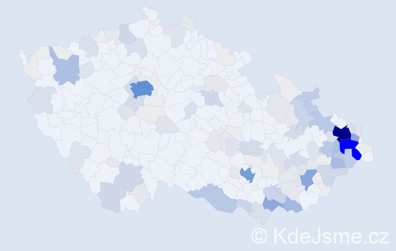 Příjmení: 'Míček', počet výskytů 569 v celé ČR