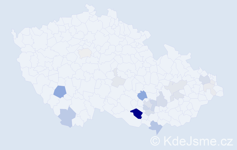 Příjmení: 'Klim', počet výskytů 63 v celé ČR