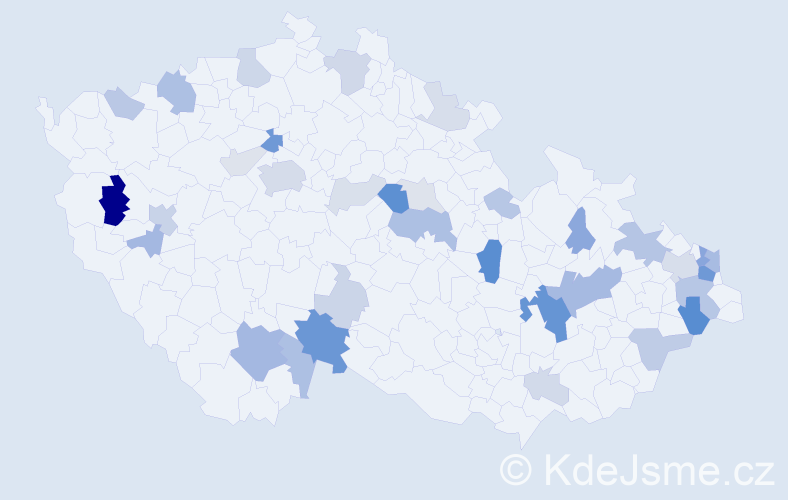 Příjmení: 'Melicherová', počet výskytů 102 v celé ČR