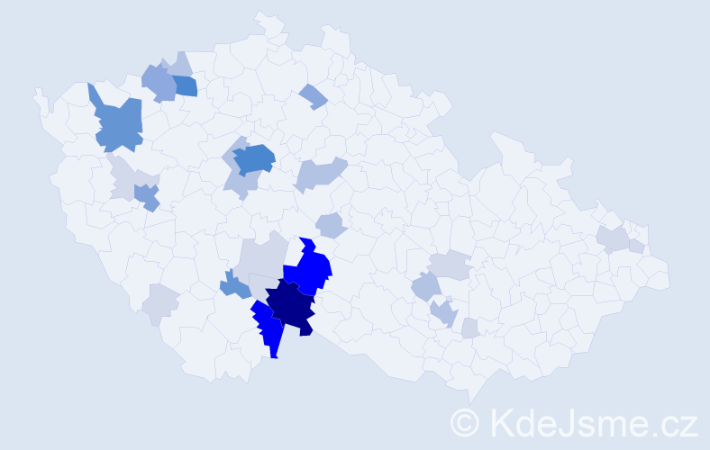 Příjmení: 'Paďourková', počet výskytů 99 v celé ČR