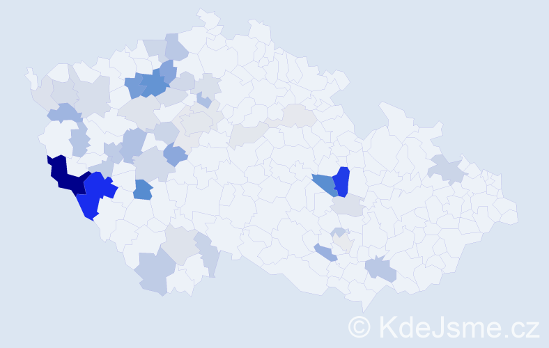 Příjmení: 'Kresl', počet výskytů 136 v celé ČR