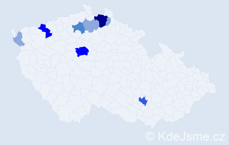 Příjmení: 'Kiesling', počet výskytů 21 v celé ČR
