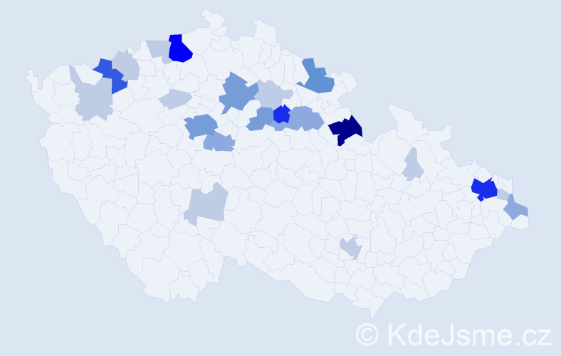 Příjmení: 'Gombošová', počet výskytů 68 v celé ČR