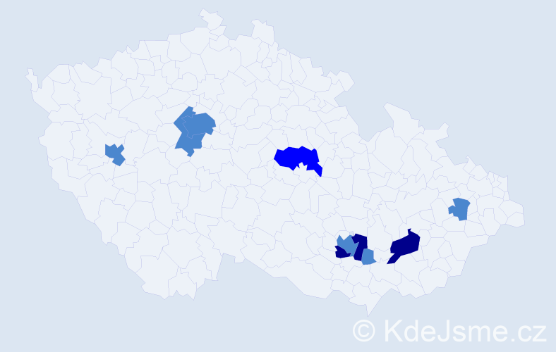 Příjmení: 'Rossiová', počet výskytů 14 v celé ČR