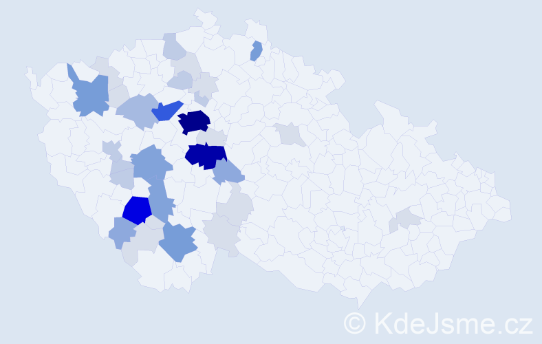 Příjmení: 'Český', počet výskytů 130 v celé ČR