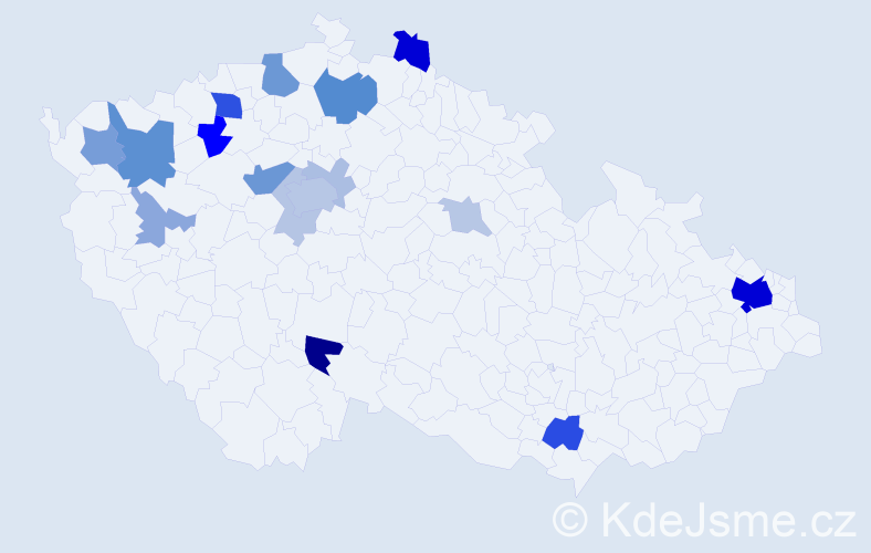 Příjmení: 'Hrib', počet výskytů 53 v celé ČR