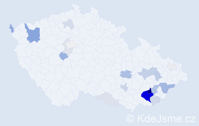 Příjmení: 'Močičková', počet výskytů 59 v celé ČR