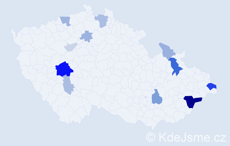 Příjmení: 'Halko', počet výskytů 34 v celé ČR