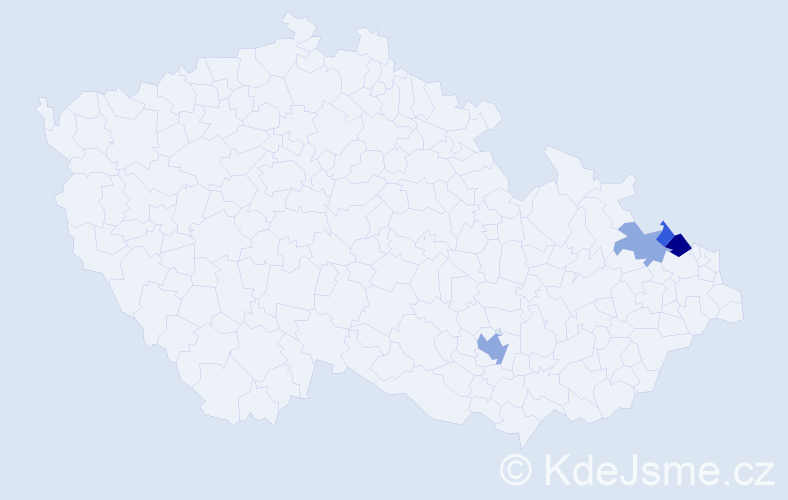 Příjmení: 'Kamradová', počet výskytů 10 v celé ČR