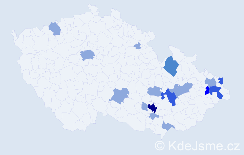 Příjmení: 'Kazlepka', počet výskytů 30 v celé ČR