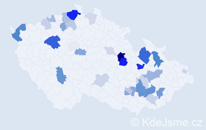 Příjmení: 'Pavlák', počet výskytů 77 v celé ČR