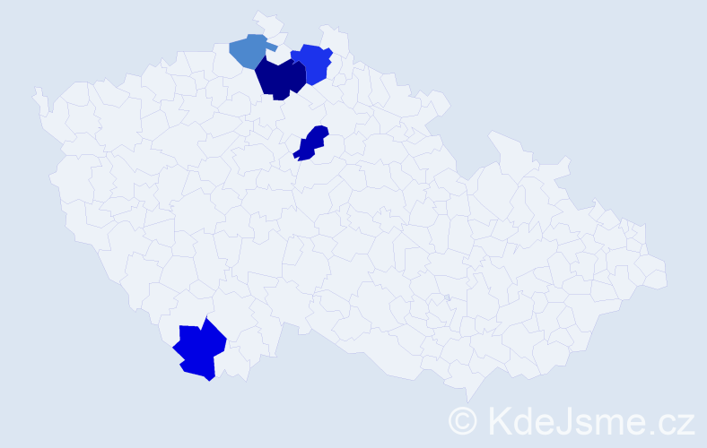 Příjmení: 'Jaderný', počet výskytů 7 v celé ČR