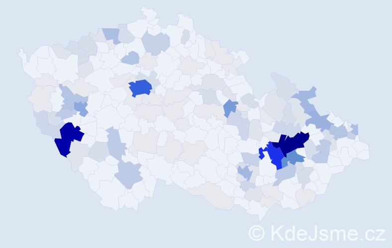 Příjmení: 'Soušek', počet výskytů 482 v celé ČR