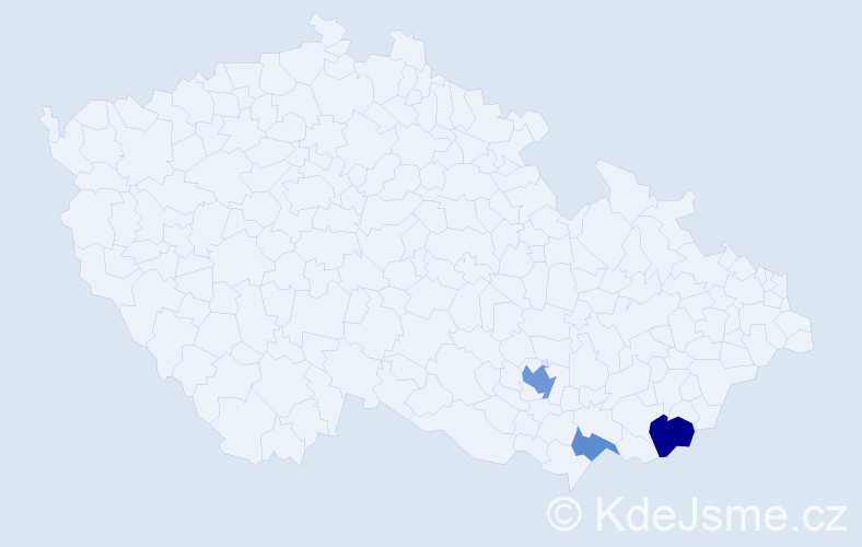 Příjmení: 'Dudáčová', počet výskytů 6 v celé ČR