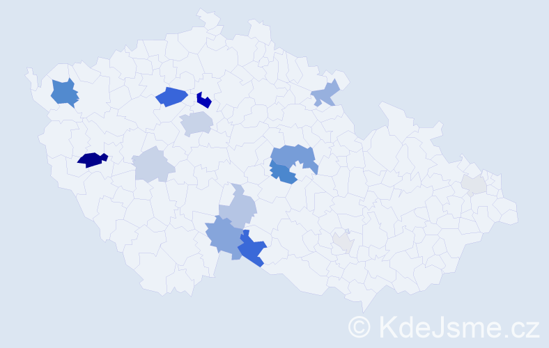 Příjmení: 'Nosil', počet výskytů 45 v celé ČR