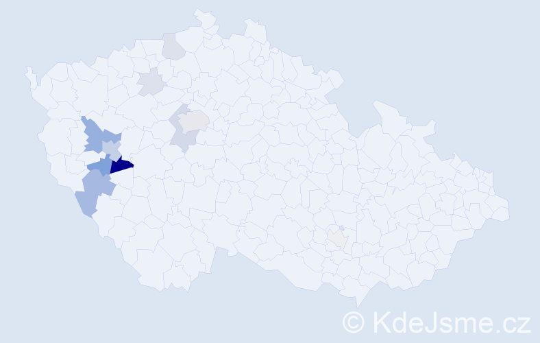 Příjmení: 'Kybicová', počet výskytů 39 v celé ČR