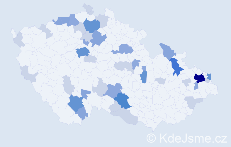 Příjmení: 'Pintér', počet výskytů 101 v celé ČR
