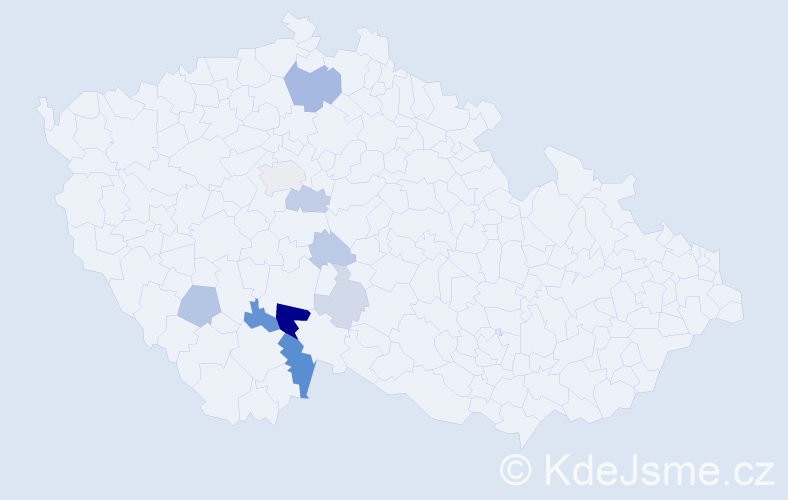 Příjmení: 'Chyna', počet výskytů 27 v celé ČR