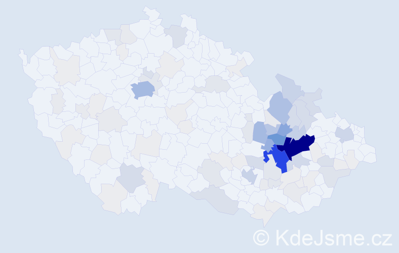 Příjmení: 'Vyroubal', počet výskytů 486 v celé ČR