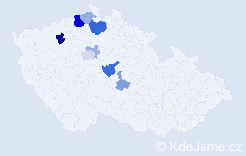 Příjmení: 'Bauštein', počet výskytů 19 v celé ČR