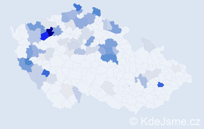 Příjmení: 'Kocek', počet výskytů 204 v celé ČR