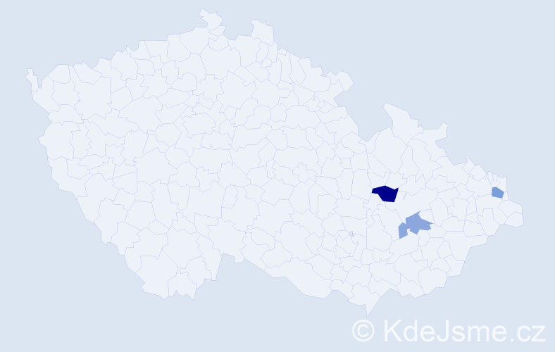 Příjmení: 'Timp', počet výskytů 8 v celé ČR