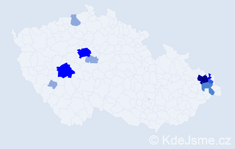 Příjmení: 'Lišáková', počet výskytů 25 v celé ČR