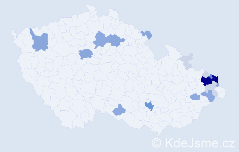 Příjmení: 'Mžik', počet výskytů 82 v celé ČR