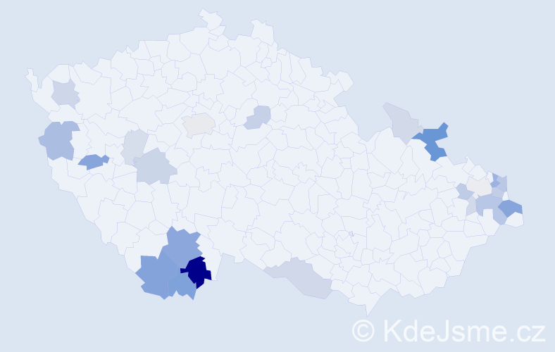 Příjmení: 'Belešová', počet výskytů 67 v celé ČR