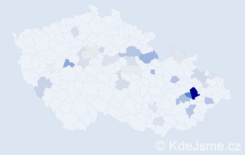 Příjmení: 'Kulička', počet výskytů 108 v celé ČR