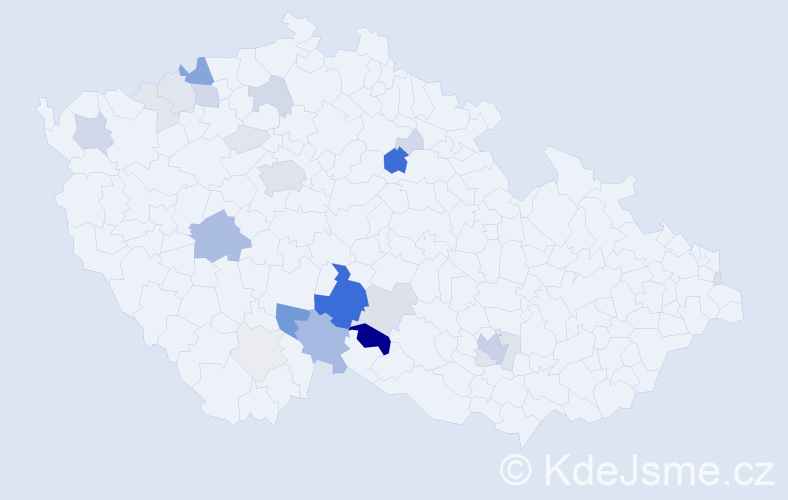 Příjmení: 'Šimků', počet výskytů 130 v celé ČR