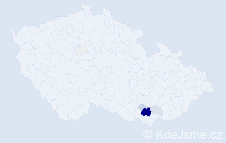 Příjmení: 'Hulata', počet výskytů 18 v celé ČR