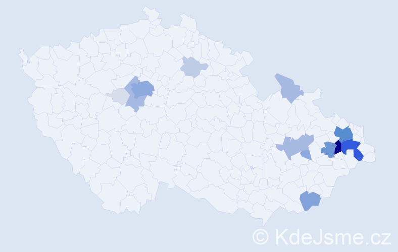 Příjmení: 'Velart', počet výskytů 73 v celé ČR