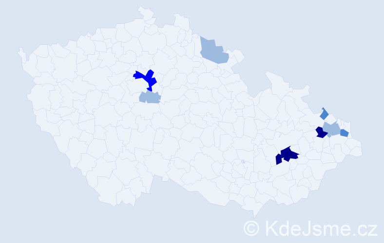 Příjmení: 'Kasprzyk', počet výskytů 19 v celé ČR