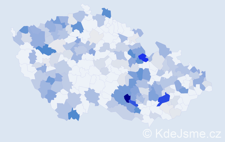 Příjmení: 'Valach', počet výskytů 673 v celé ČR