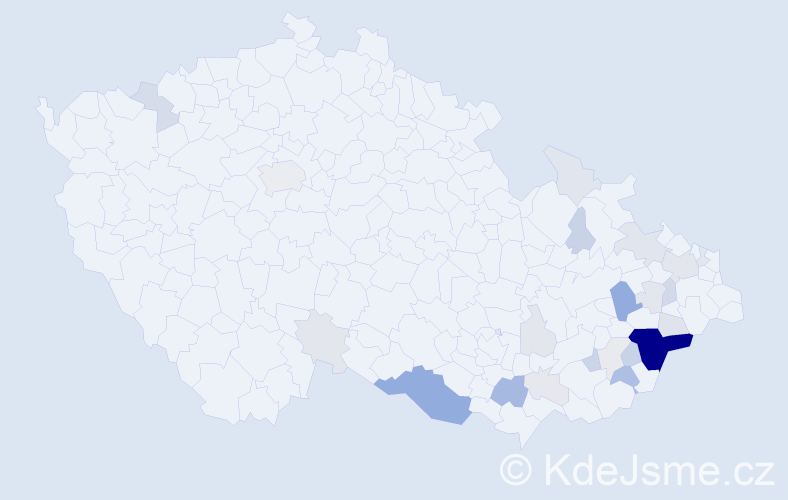Příjmení: 'Mikulenčáková', počet výskytů 98 v celé ČR