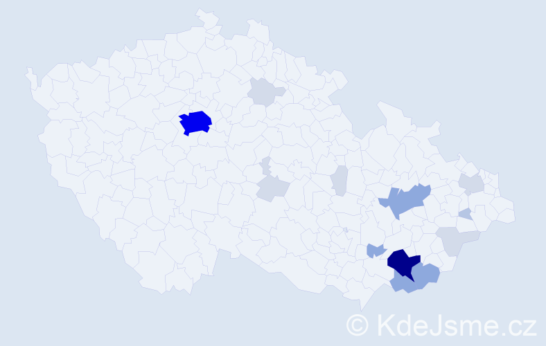 Příjmení: 'Machynková', počet výskytů 50 v celé ČR