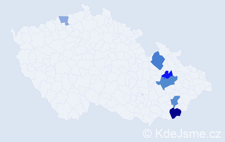 Příjmení: 'Postupková', počet výskytů 12 v celé ČR