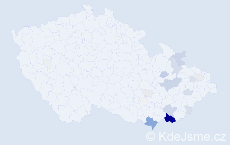 Příjmení: 'Můčka', počet výskytů 78 v celé ČR