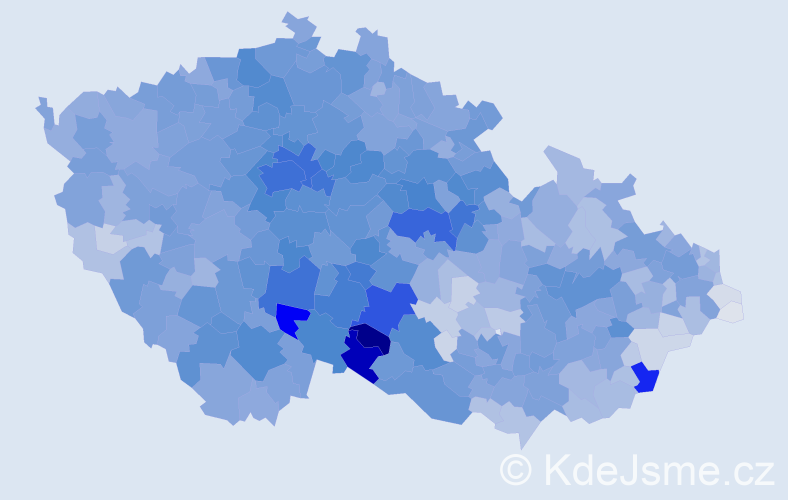 Příjmení: 'Novák', počet výskytů 33869 v celé ČR