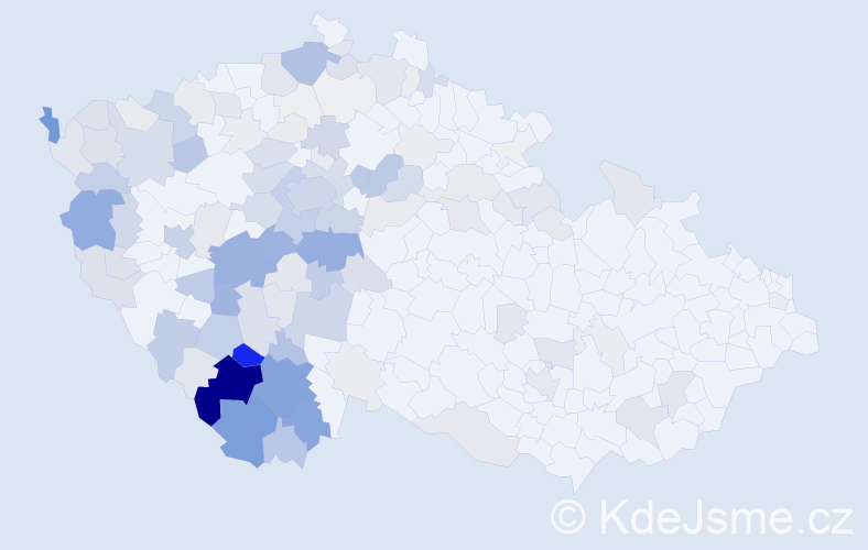 Příjmení: 'Petrášek', počet výskytů 540 v celé ČR