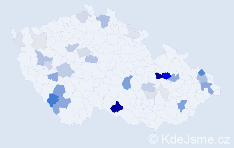 Příjmení: 'Košák', počet výskytů 132 v celé ČR