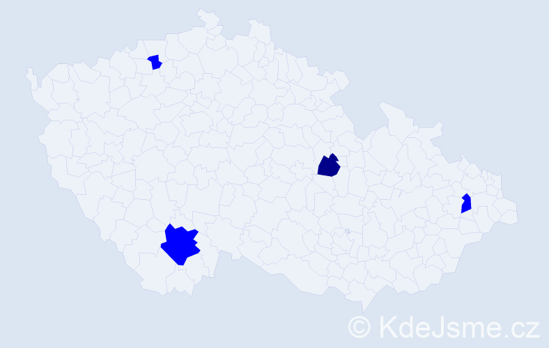Příjmení: 'Valentín', počet výskytů 5 v celé ČR
